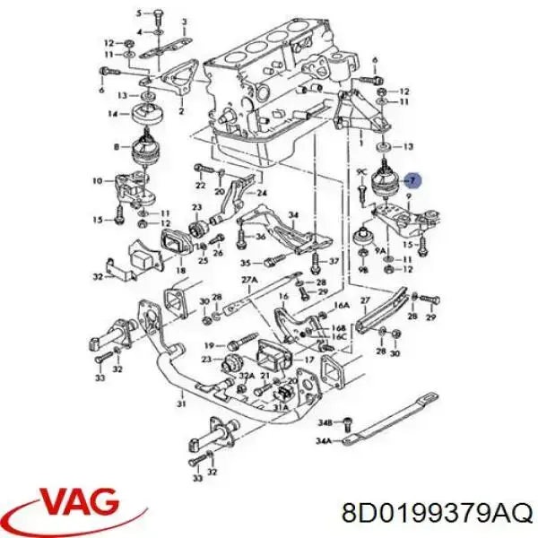 Soporte izquierdo del motor VAG 8D0199379AQ precio, desde 28,84 EUR