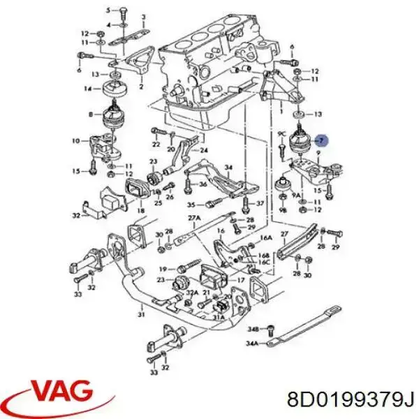 8D0199379J VAG Cojín del motor