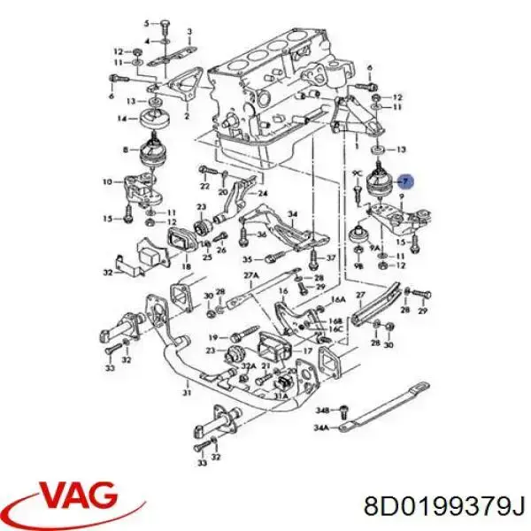Comprar 8D0199379J VAG Soporte izquierdo del motor