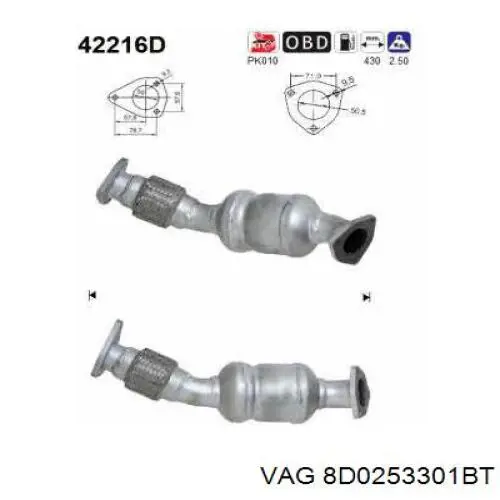 Comprar 8D0253301BT VAG Silenciador delantero
