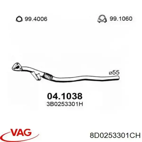Silenciador central VAG 8D0253301CH precio, desde 75,91 EUR