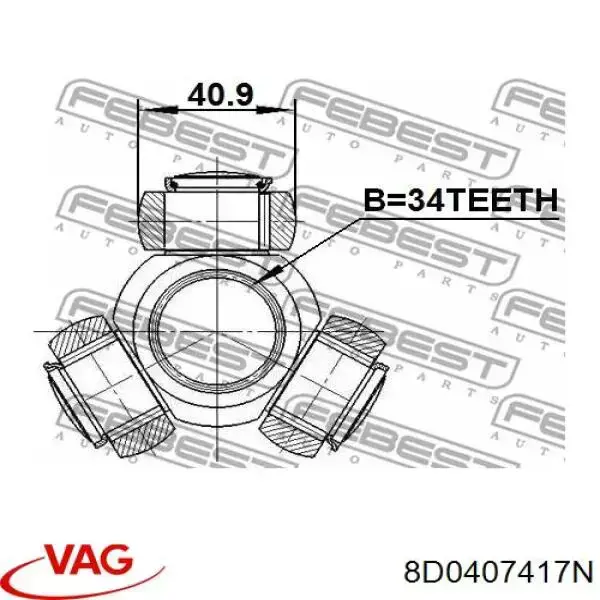8D0407417N VAG Árbol de transmisión intermedio