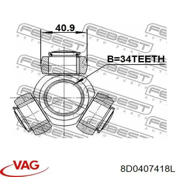 8D0407418L VAG junta homocinética interior delantera derecha