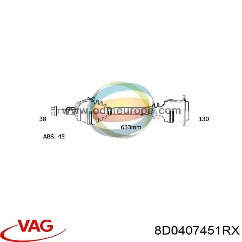 8D0407451RV VAG árbol de transmisión delantero izquierdo