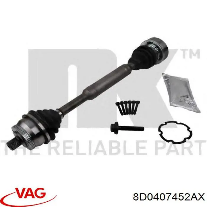 Semieje delantero derecho VAG 8D0407452AX precio, desde 91,48 EUR