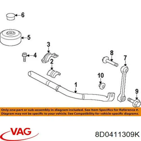Comprar 8D0411309K VAG Estabilizador delantero