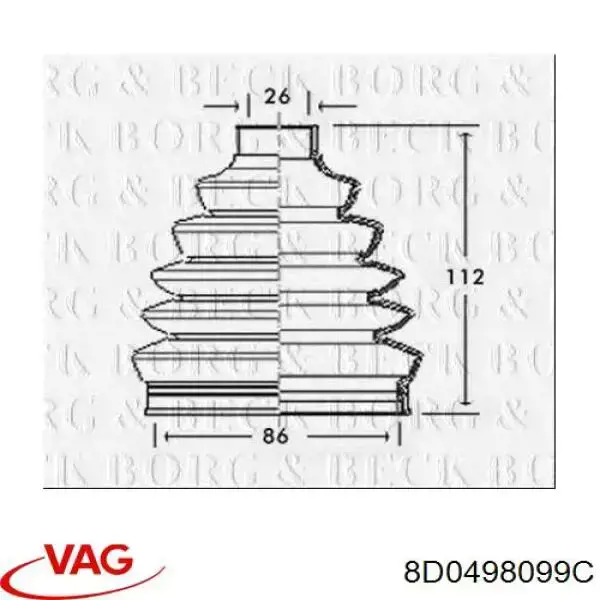 Junta homocinética exterior delantera VAG 8D0498099C precio, desde 38,78 EUR