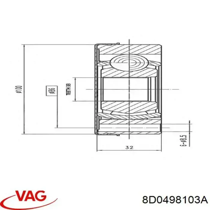 Comprar 8D0498103A VAG Junta homocinética interna delantera