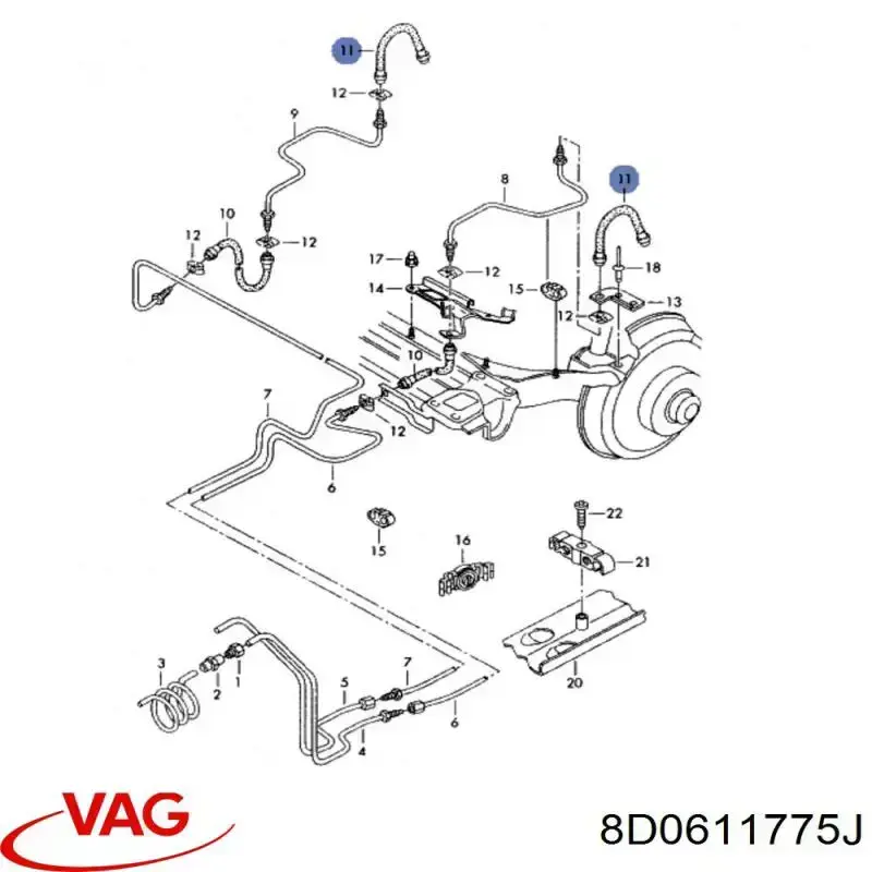 Manguera de freno trasera VAG 8D0611775J precio, desde 10,67 EUR