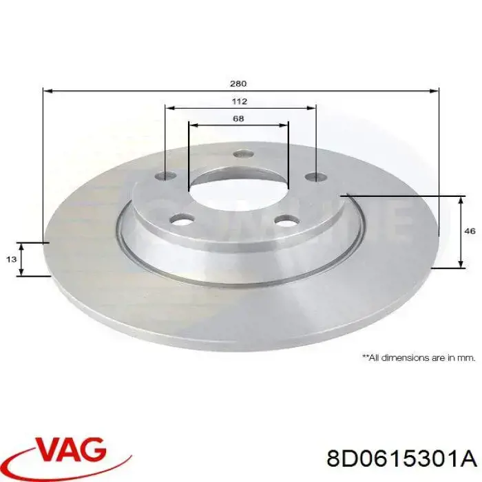 Disco de freno delantero VAG 8D0615301A