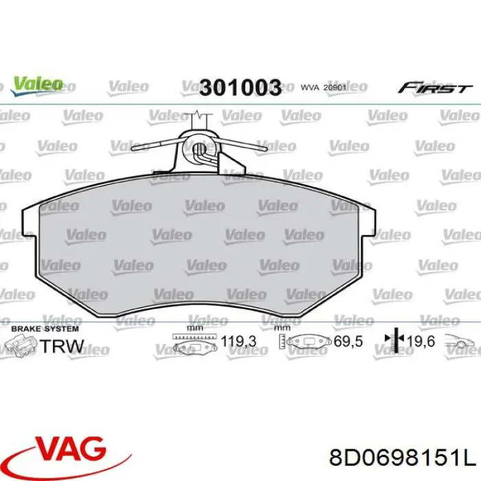 Pastillas de freno delanteras Seat Toledo 1 1L