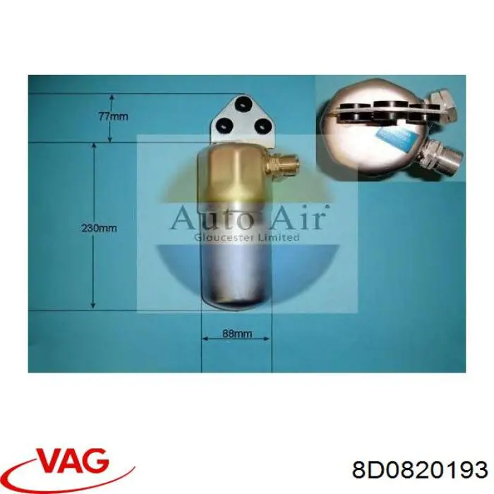 8D0820193 VAG Filtro deshidratante aire acondicionado