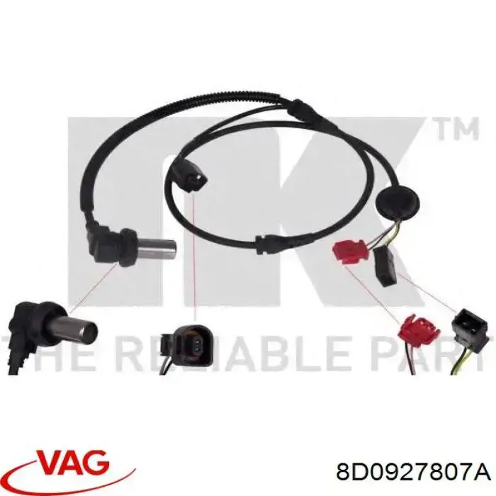 Sensor ABS trasero 8D0927807A VAG