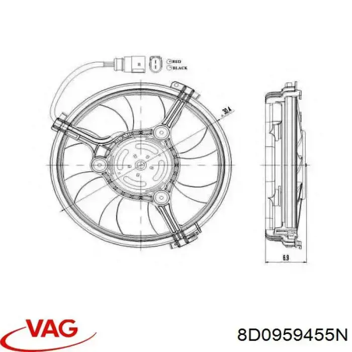 8D0959455N VAG ventilador (rodete +motor refrigeración del motor con electromotor completo)