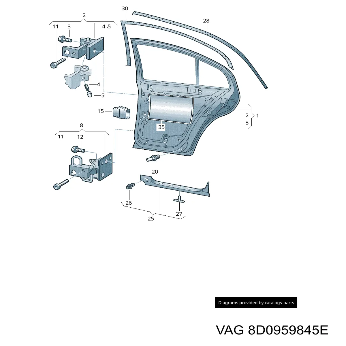 Corrugación del cableado de la puerta para Volkswagen Passat (B5, 3B6)