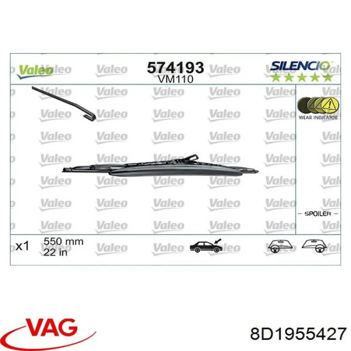 Escobilla del limpiaparabrisas del lado del pasajero 4B0955427 VAG