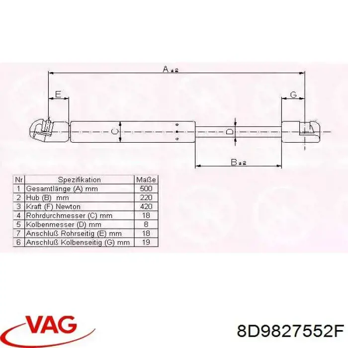 Comprar 8D9827552F VAG Amortiguador de puerta trasera