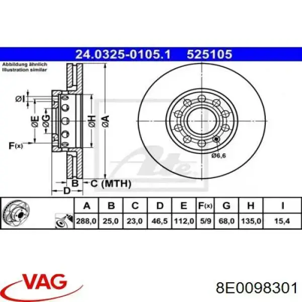 Frenos delanteros VAG 8E0098301 precio, desde 48,87 EUR