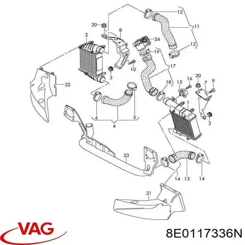 8E0117336N VAG Difusor de intercooler