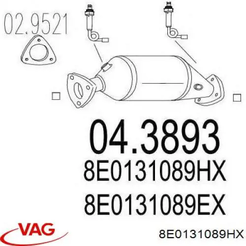 Convertidor catalítico VAG 8E0131089HX