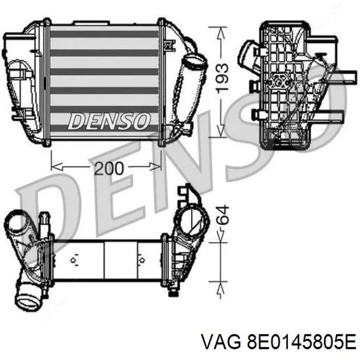 8E0145805E VAG radiador de aire de admisión