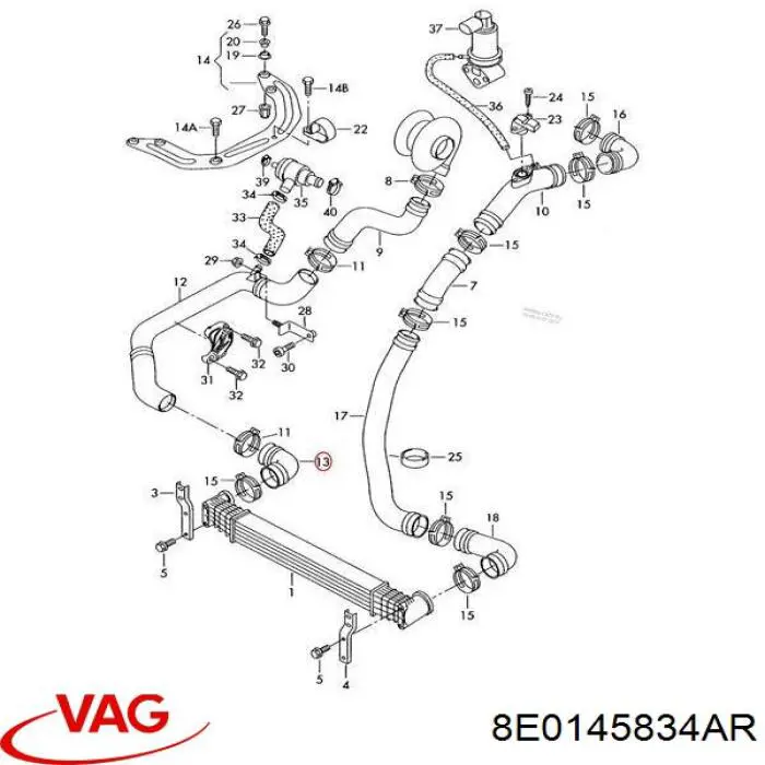 8E0145834AR VAG tubo flexible de aire de sobrealimentación inferior