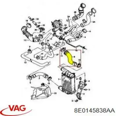 Manguera del intercooler VAG 8E0145838AA precio, desde 32,27 EUR
