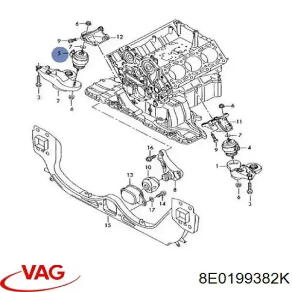 Soporte de motor derecho VAG 8E0199382K precio, desde 52,91 EUR