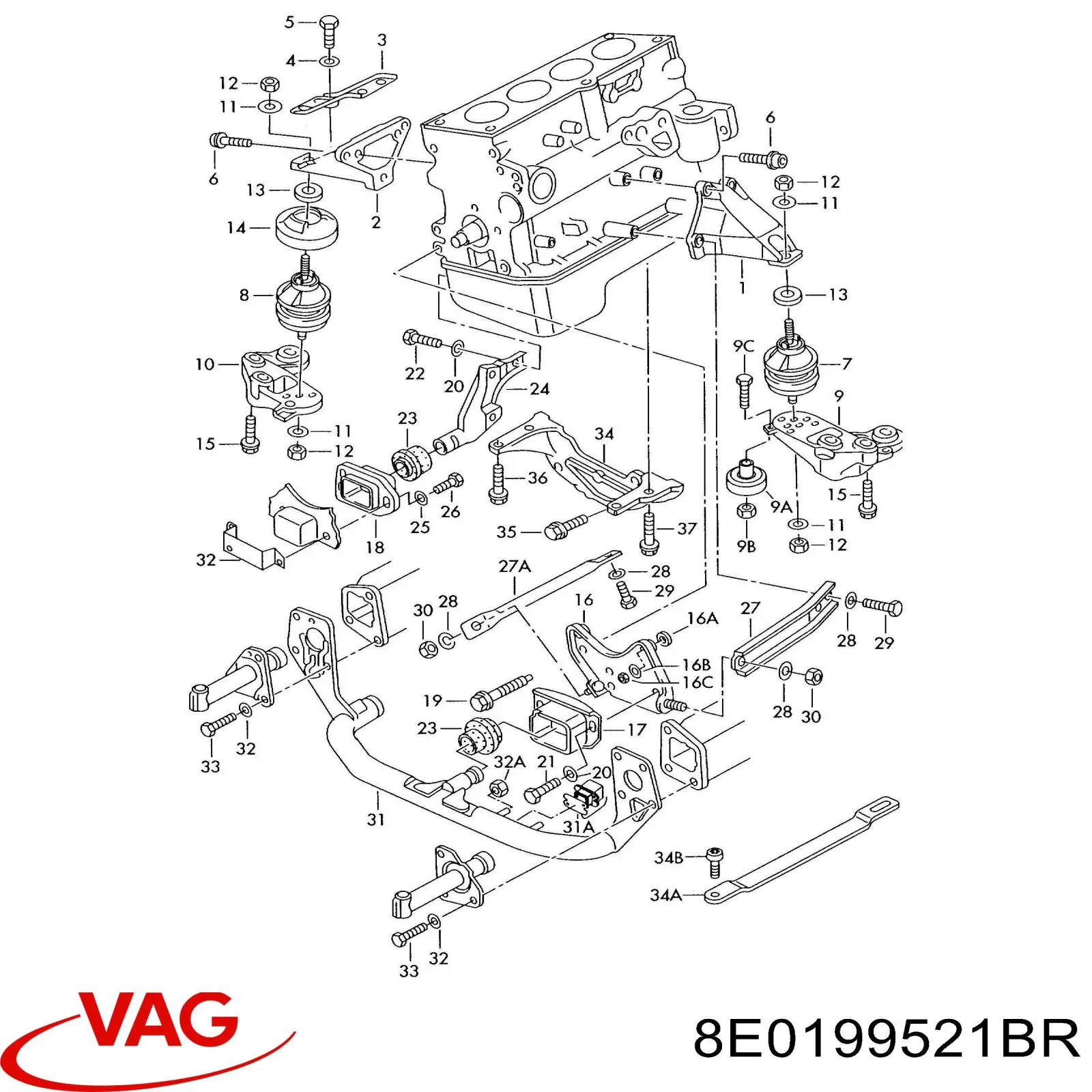 Viga de montaje para motor para Audi A4 (8E2)