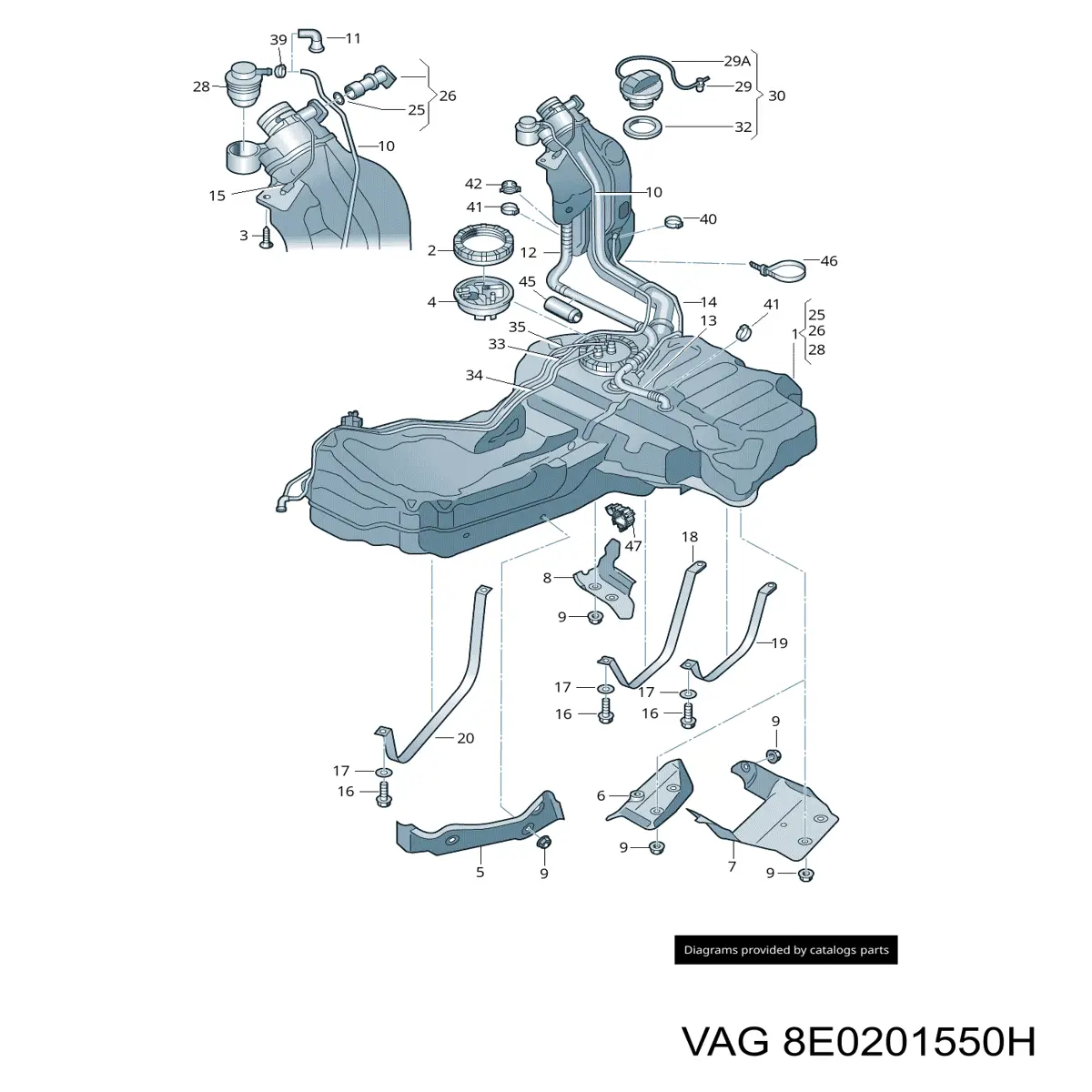 Tapa de depósito de combustible VAG 8E0201550B precio, desde 9,13 EUR