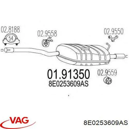 Silenciador trasero VAG 8E0253609AS precio, desde 101,52 EUR