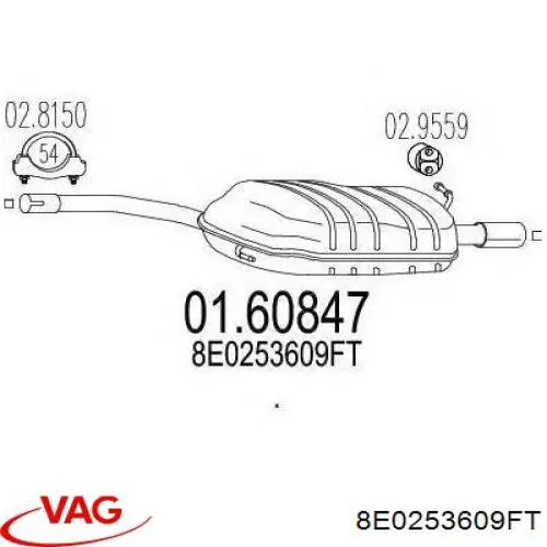 8E0253609FT VAG silenciador posterior