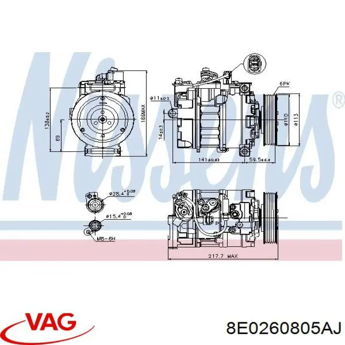 8E0260805AJ VAG compresor de aire acondicionado