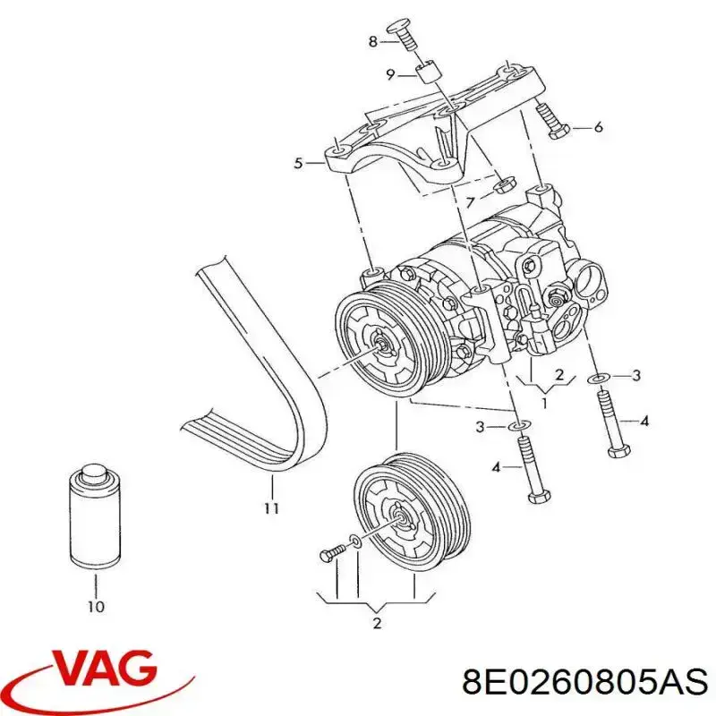 8E0260805AS VAG compresor de aire acondicionado