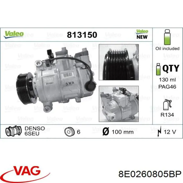 8E0260805BP VAG compresor de aire acondicionado