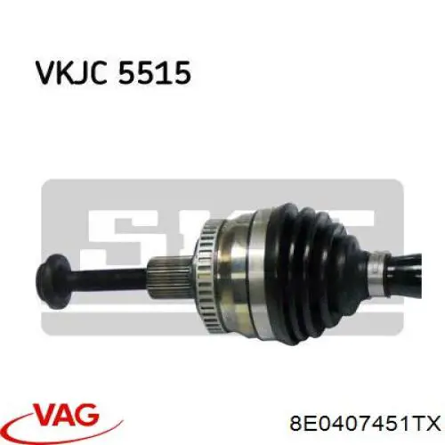 8E0407451TX VAG árbol de transmisión delantero izquierdo