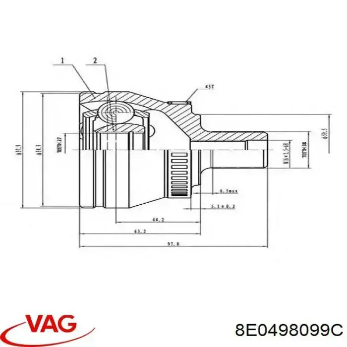 Junta homocinetica 8E0498099C VAG