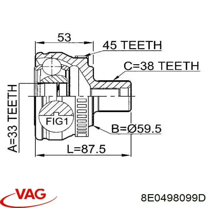 Junta homocinética exterior delantera VAG 8E0498099D precio, desde 38,40 EUR
