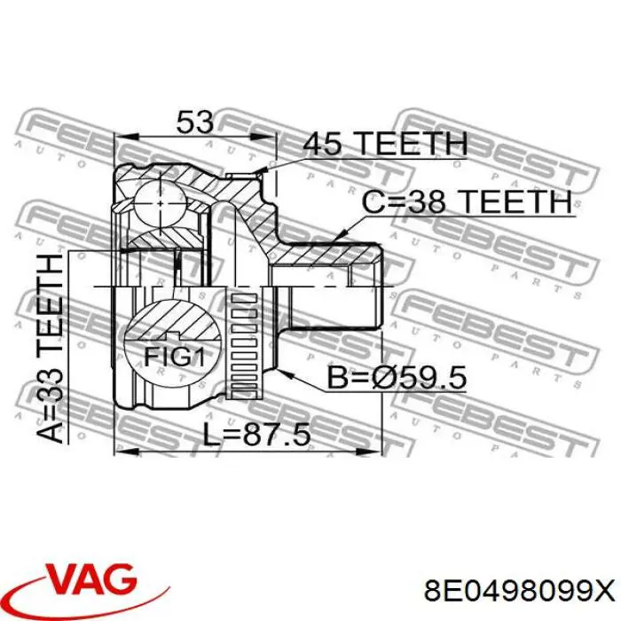 Comprar 8E0498099X VAG Junta homocinetica