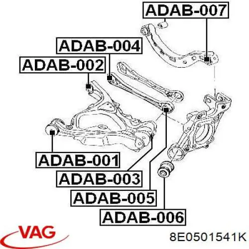 Silentblock del brazo superior de suspensión trasera VAG 8E0501541K precio, desde 6,84 EUR