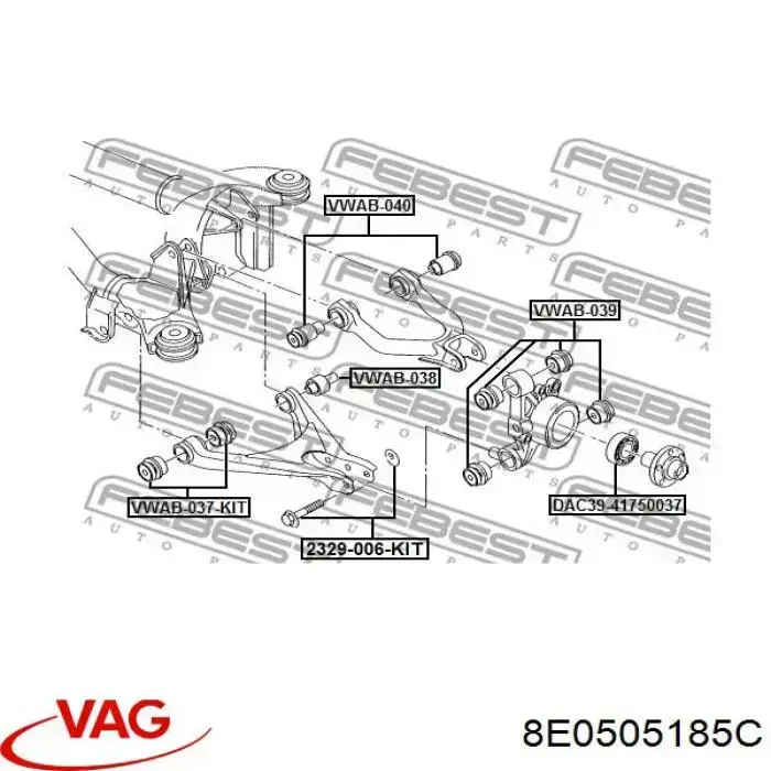 Comprar 8E0505185C VAG Silentblock del brazo superior de suspensión trasera