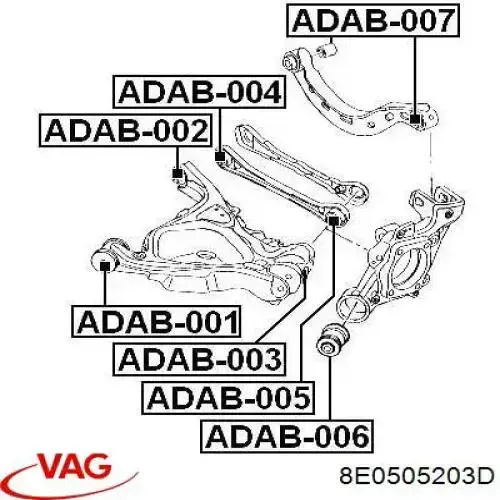 8E0505203D VAG silentblock de mangueta trasera