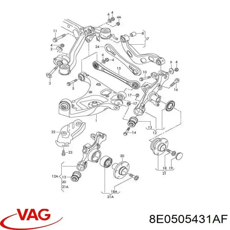 Mangueta trasera izquierda VAG 8E0505431AF precio, desde 95,83 EUR
