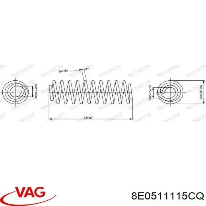 Muelle de suspensión trasero VAG 8E0511115CQ precio, desde 33,15 EUR