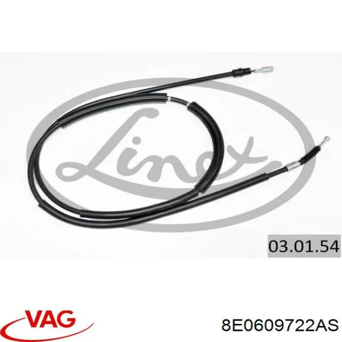 8E0609722AS VAG cable de freno de mano trasero derecho