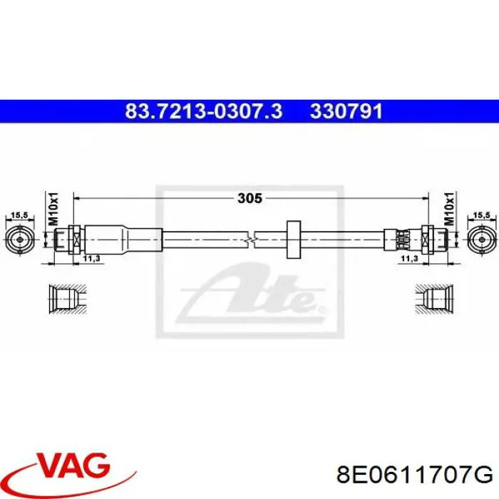 Comprar 8E0611707G VAG Latiguillos de freno delantero