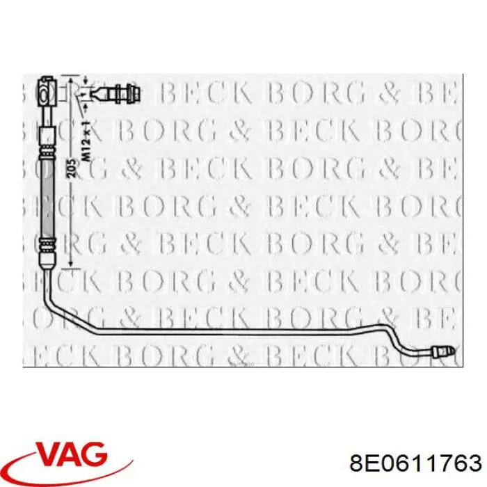 8E0611763 VAG tubo flexible de frenos trasero derecho