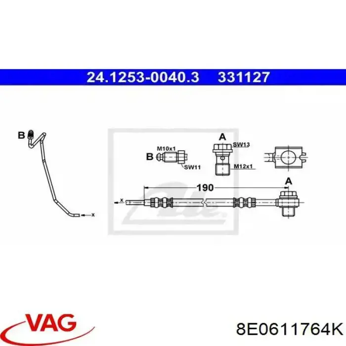 Manguera de freno trasera derecha VAG 8E0611764K precio, desde 19,52 EUR