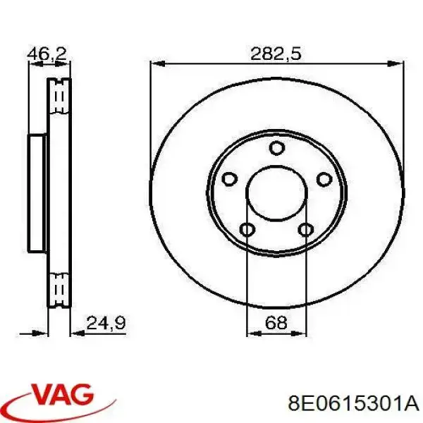 Disco de freno 8E0615301A VAG