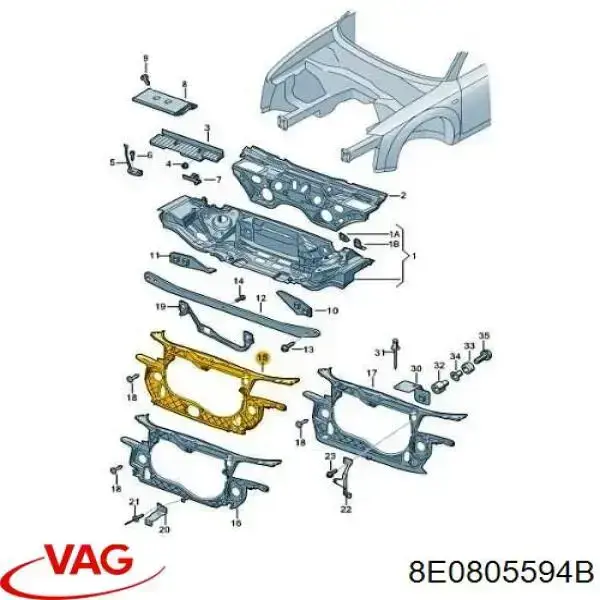 8E0805594B VAG soporte de radiador completo